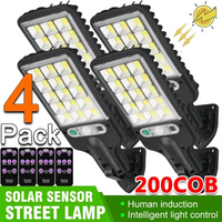1 ~ 4Pack lumières solaires extérieures 3 Modes 200COB lampadaire étanche capteur de mouvement éclairage de sécurité pour jardin Patio chemin cour