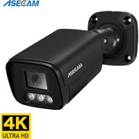 ASECAM 4K 8MP IP Camera Audio CCTV Recording Outdoor POE H.265 Onvif Metal Black 4MP Human Detection Surveillance Camera