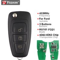YIQIXIN 433Mhz Remote Car Key For Ford Focus Transit C-Max S-Max MK3 Mondeo Kuga Fiesta 2011 2012 2015 4D60 4D63 Chip 40 80 Bits