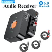 KEBIDU Bluetooth 6.0 Audio Receiver 3.5mm AUX RCA Wireless Adapter Stereo Music Bluetooth Adapter 1 to 2 For Console Mixer Phone