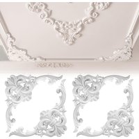 PU Ceiling Molding Kit Corner Mural Trim Accent Wall Decor for Medallion Ceiling with Baroque Floral Carving Wall Panels