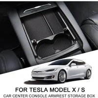 For Tesla Model X Model S Car Center Console Armrest Storage Box Tray Organizer Anti-Slip Mats Storage Tidying Car Storage Box