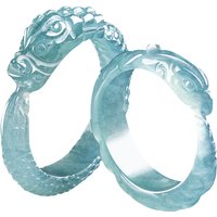 Blue Myanmar Jadeite Dragon Phoenix Ring Designer Natural Jewelry Amulet Stone Real Burmese Jade Luxury Vintage Fashion