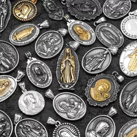 Virgin Mary Guadalupe Angel Cross Stainless Steel Men Necklaces Pendant Chain Amulet For Women Fashion Jewelry Gifts Wholesale