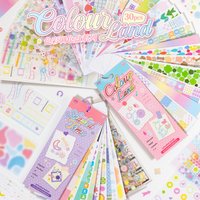 30Sheets/Book Color Palette Sticker Book Die Cut Decorative Stickers for Journal Supplies DIY Collage Art Stationery