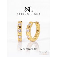 Real Moissan Diamond Round Sparkling Starfall Hoop Earrings Suitable for Women's Daily Wear 925 Silver High Quality Fine Jewelry