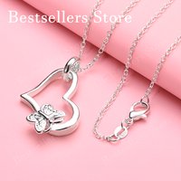 925 sterling silver 16-30 inch exquisite heart-shaped butterfly pendant necklace for women's fashionable wedding jewelry