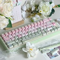MAIMOOO Kasuga Story Keycaps Original Pink Green Cute Theme Cherry Soa Pbt AULA Custom Keyboard Gradient Spring Keycap