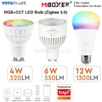 MiBoxer FUT103ZR 4W FUT106ZR 6W GU10 FUT105ZR 12W E27 RGB+CCT LED Bulb Light Smart Spotlight Zigbee 3.0 2.4G RF Lamp AC110V 220V