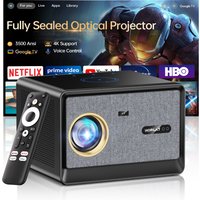 HORLAT 50000Lumens Google TV Projector Fully Sealed Optical Beamer 4K Smart Home Theater Movie Projector WiFi 6 Voice Assistant