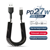 Spring Wire Elasticity USB A Charge Cable For Apple iPhone 27W Data Line 14 13 12 Pro XS Max Plus Fast Charging Phone Accessory