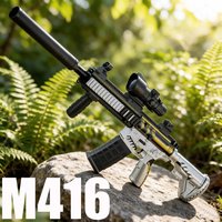M416 Classic Manual Single-Shot Gel Bullet Gun 7-8mm, Available in Three Colors, with Magazine and Bullet Shells, Same Model as the Game Version, Outdoor Parent-Child Toy Model