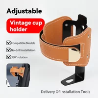 ESLNF Bicycle Bottle Cage Retro Cowhide Aluminum Alloy Adjustable Width Water Cup Holder for Mountain Road Folding Bike