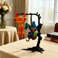 1/2pcs 3D printed cute long tailed monkeys and tree branches, perfect choice for home decoration ornaments and Christmas gifts