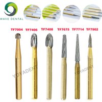 WAVE Dental Burs Tungsten Carbide Burs Gold Plated Trimming and Finishing 12 Bladed TF Series For High Speed Handpiece 5pcs/Pack