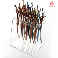 Fenice 15 Holes Scissors Holder Clear Acrylic Bevel Rack Barber Display Stable Storage Stand Beautician Hairdressing Accessories