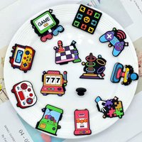 New Arrival 1-12Pcs Game Console Shoe Charms Chess Kids PVC Slipper Buckle Decorations Fit Birthday Gifts