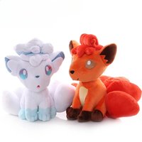 Anime Vulpix Sitting Cuties Stuffed Plush Six-tailed Fox Plush Dolls Throw Pillow Birthday Gift for Kids Friends Boys