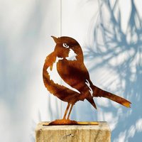 Rust-Colored Bird Sculpture, Country Metal Artwork, Backyard Wall Hanging, Iron Garden Decoration
