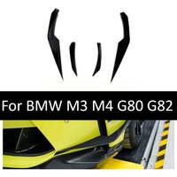 Front Bumper Canards For BMW M3 M4 G80 G82 Carbon Fiber Texture Splitter Body Kit Exterior Tuning Auto Accessories Car Part Trim