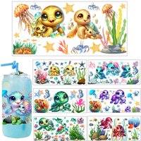 Summer vibe Beach sea turtle UV DTF Transfer Sticker DIY Decals 3D transfers uvdtf stickers 16oz uv dtf cup wraps
