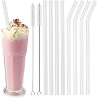 2/4/8pcs Glass Straws Set with Cleaning Brush 200*8mm Drinking Straw High Borosilicate Bent Glass Straw Home Party Bar Drinkware