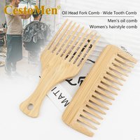 【1Pcs Natural Bamboo Wooden Comb Anti-Static Afro Fork Combs Beard Comb Anti-static Hair Wooden Comb Hair Styling Comb】