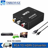1080P RCA AV to HDMI-compatible Adapter CVBS AV2HD Audio Video Converter with USB Power Cable for TV Monitor Laptop