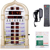 Digital Azan Mosque Prayer Clock Islamic Mosque Azan Calendar Muslim Prayer Wall Clock Alarm Ramadan Home Decor + Remote Control