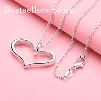 925 sterling silver 16-30 inch exquisite heart-shaped pendant necklace, women's charm wedding gift jewelry
