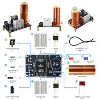1 Set Mini Tesla Coil Kit 15W Mini Music Tesla Coil Plasma Speaker Tesla Wireless Transmission DC 15-24V DIY Kits