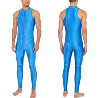 Mens Glossy Bodysuit One-piece Swimsuit Sleeveless Zipper Leotards Rash Guard Bathing Suit Swimwear Gym Workout Fitness Jumpsuit