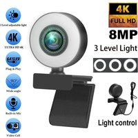 4K 2K 1080P Webcam Light Control Full HD 8MP Webcam PC Laptop Auto Focus Live Streaming Flexible with Microphone Live Broadcast