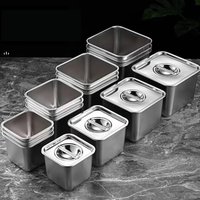 Square Basin Rectangle Tray Basin With Lid GN Pan Stainless Steel Food Pan Chafing Buffet Restaurant Milk Tea Shop Seasoning Box