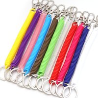 5pcs 17cm Spiral Elastic Spring Rope Keychain Key Ring Metal Carabiner For Outdoor Anti-lost Phone Spring Key Cord Clasp Hook