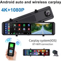 11.26" Rearview Mirror CarPlyaer Android ANTO 4K Car DVR Dash Cam Recorder 1080P GPS Blutooth 5G WiFi 24h Parking Monitor