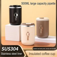 Portable Double Wall Insulated Cup Leak-Proof with Lid Water Bottle Stainless Steel with Straw Coffee Mug Outdoor