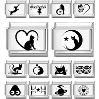2026 New Women Unique Heart Cats Moon Stars Cat Dog Italian Charm Links Fit 9mm Bracelet Stainless Steel DIY Making Jewelry Gift