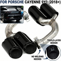 Upgraded Quad Exhaust Tips for Porsche Cayenne 9Y0 2018-2024 Square To Quad Conversion Muffler Tailpipes No Welding Needed