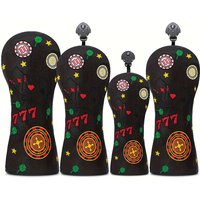 4pcs Golf club head covers - Heavy-Duty Golf Club Covers with Red & Design, Non-Slip Grip, Compatible with Woods