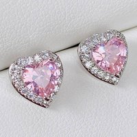 Huitan Minialist Heart Women Stud Earrings Inlaid Brilliant CZ Fashion Accessories for Daily Versatile Party Elegant Jewelry
