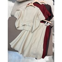 Short sleeved high quality linen skirt suit