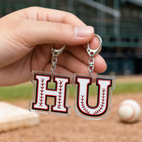 Fashion Baseball Letter Keychain for Accessories Bag F M K Sports Monogram Name Charm Keyrings Jewelry Player Gifts