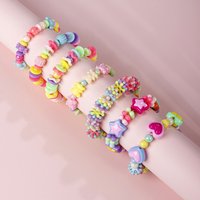 New Cute Colorful Candy Bear Heart Star Acrylic Beaded Elastic Bracelet for Girls and Children As The Best Bracelet Gift