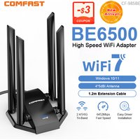 COMFAST WiFi 7 BE6500 USB Adapter 2.4G/5.8G/6G USB 3.0 WIFI High Gain 4 Antenna Network Card Driver-Free For PC/Laptop Win10/11