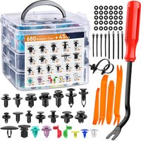 680 Bumper Retainer Clips with Fastener Remover Car Plastic Rivets Fasteners Push Retainer Kit -Door Trim Panel Clips Rivets