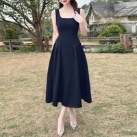 ZANZEA 2026 Summer Sundress Women Elegant Sleeveless Party Dress Stylish Solid OL Work Midi Dresses Casual Holiday Tanks Robe