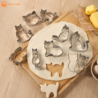 (New) 9Pcs Kitten Cat Shaped Cookie Cutters Stainless Steel Biscuit Molds Home Handmade DIY Baking Tools Kitchen Accessories