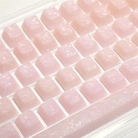Pink Carbon Fiber PC Keycaps 120 Keys Frosted Translucent Side Printed for Mechanical Keyboard