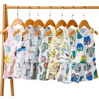 Toddler Boys Clothes Sleeveless Children's Sleepwear Kids Pyjamas Vest Animal Cartoon Pijamas for Girls Boys Summer Pajamas Sets